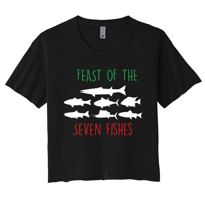 Italy Feast Of The Seven Fishes Italian Christmas Eve Women's Crop Top Tee