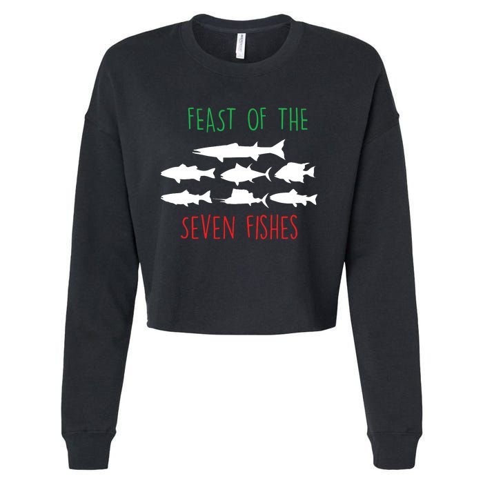 Italy Feast Of The Seven Fishes Italian Christmas Eve Cropped Pullover Crew