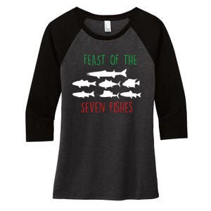 Italy Feast Of The Seven Fishes Italian Christmas Eve Women's Tri-Blend 3/4-Sleeve Raglan Shirt