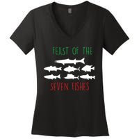 Italy Feast Of The Seven Fishes Italian Christmas Eve Women's V-Neck T-Shirt