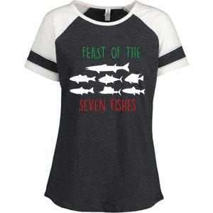 Italy Feast Of The Seven Fishes Italian Christmas Eve Enza Ladies Jersey Colorblock Tee