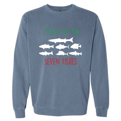 Italy Feast Of The Seven Fishes Italian Christmas Eve Garment-Dyed Sweatshirt