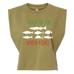 Italy Feast Of The Seven Fishes Italian Christmas Eve Garment-Dyed Women's Muscle Tee