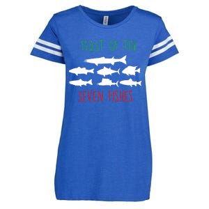 Italy Feast Of The Seven Fishes Italian Christmas Eve Enza Ladies Jersey Football T-Shirt