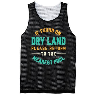 If Found On Dry Land Return To The Nearest Pool, Funny Swim Mesh Reversible Basketball Jersey Tank