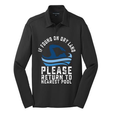 If Found On Dry Land Please Return To Nearest Pool Silk Touch Performance Long Sleeve Polo