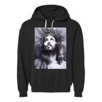 Image Face Of Jesus On A Cross With Crown Of Thorns Garment-Dyed Fleece Hoodie