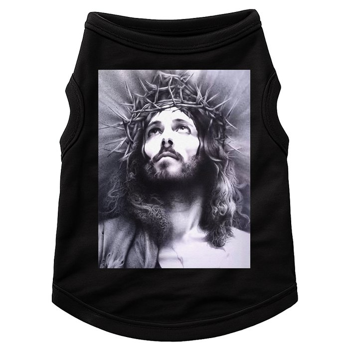 Image Face Of Jesus On A Cross With Crown Of Thorns Doggie Tank