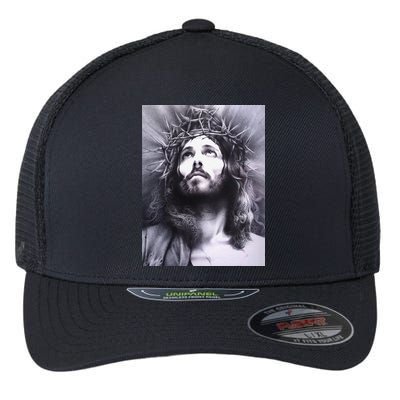 Image Face Of Jesus On A Cross With Crown Of Thorns Flexfit Unipanel Trucker Cap