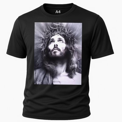 Image Face Of Jesus On A Cross With Crown Of Thorns Performance Shirt