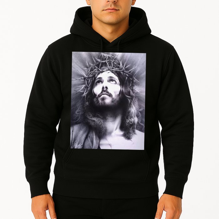 Image Face Of Jesus On A Cross With Crown Of Thorns Hoodie
