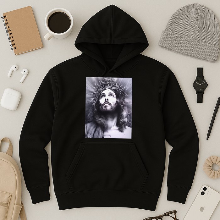 Image Face Of Jesus On A Cross With Crown Of Thorns Hoodie