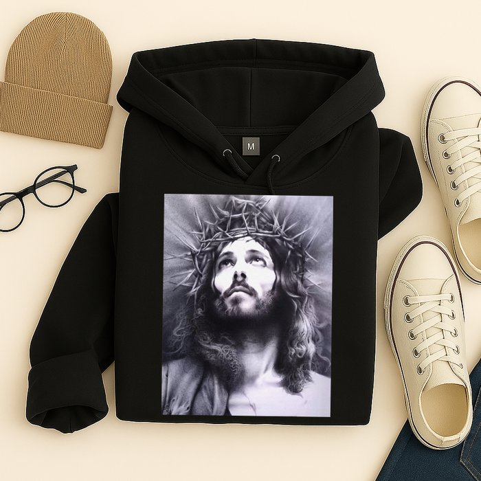 Image Face Of Jesus On A Cross With Crown Of Thorns Hoodie