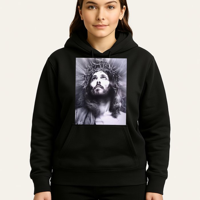 Image Face Of Jesus On A Cross With Crown Of Thorns Hoodie
