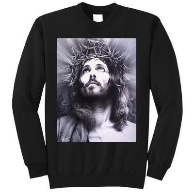 Image Face Of Jesus On A Cross With Crown Of Thorns Sweatshirt