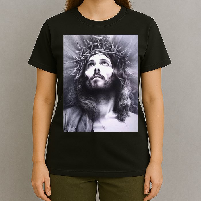 Image Face Of Jesus On A Cross With Crown Of Thorns T-Shirt