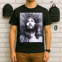 Image Face Of Jesus On A Cross With Crown Of Thorns T-Shirt