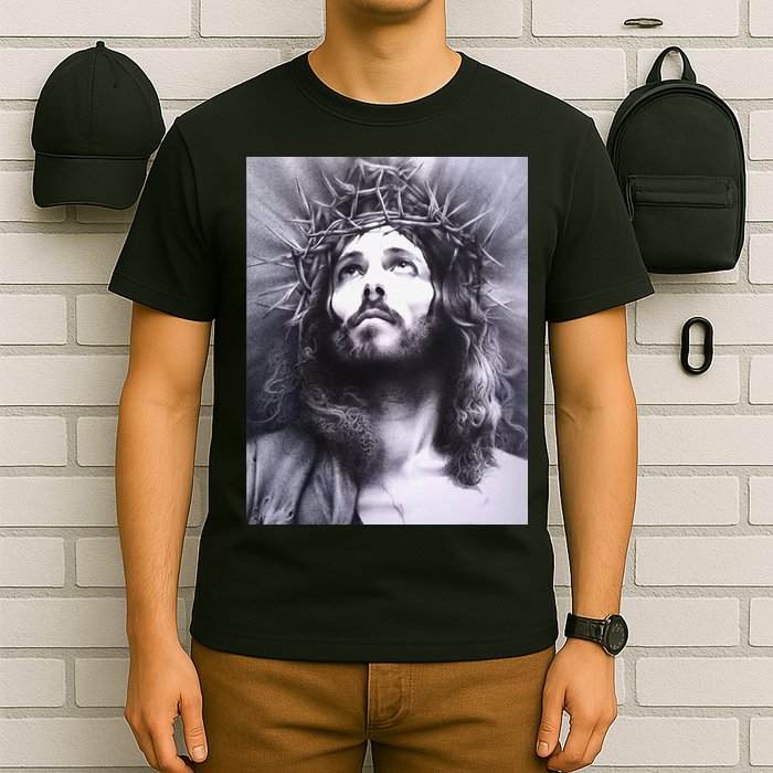 Image Face Of Jesus On A Cross With Crown Of Thorns T-Shirt
