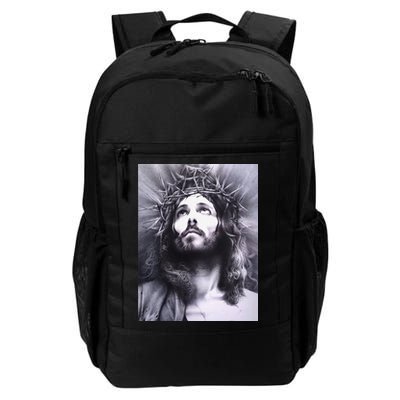 Image Face Of Jesus On A Cross With Crown Of Thorns Backpack