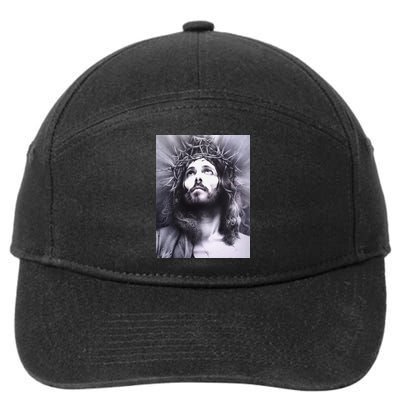 Image Face Of Jesus On A Cross With Crown Of Thorns 7-Panel Snapback Hat
