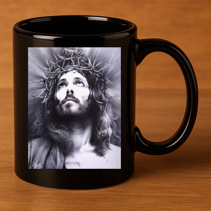 Image Face Of Jesus On A Cross With Crown Of Thorns 11oz C Handle Ceramic Mug