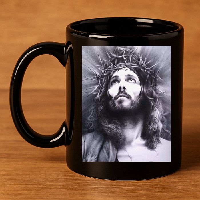 Image Face Of Jesus On A Cross With Crown Of Thorns 11oz C Handle Ceramic Mug