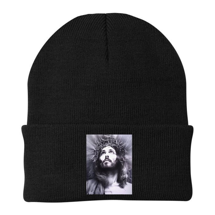 Image Face Of Jesus On A Cross With Crown Of Thorns Beanie