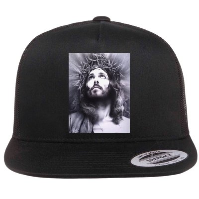 Image Face Of Jesus On A Cross With Crown Of Thorns Flatbill Hat