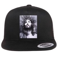 Image Face Of Jesus On A Cross With Crown Of Thorns Flat Bill Trucker Hat