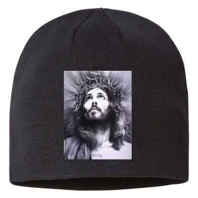 Image Face Of Jesus On A Cross With Crown Of Thorns Sustainable Beanie