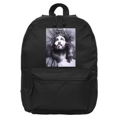 Image Face Of Jesus On A Cross With Crown Of Thorns 16 in Basic Backpack