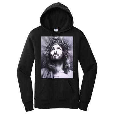 Image Face Of Jesus On A Cross With Crown Of Thorns Women's Pullover Hoodie