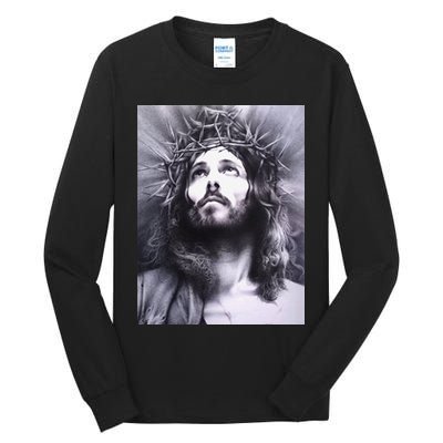 Image Face Of Jesus On A Cross With Crown Of Thorns Tall Long Sleeve T-Shirt