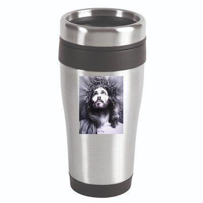 Image Face Of Jesus On A Cross With Crown Of Thorns 16oz Travel Tumbler