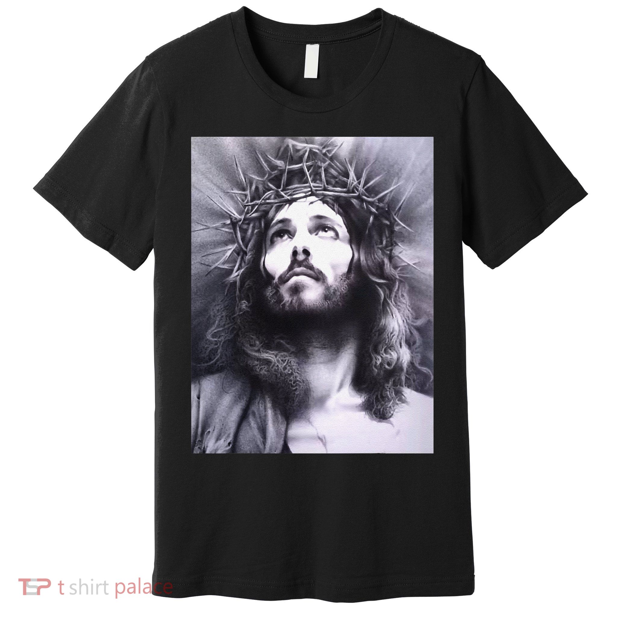 Image Face Of Jesus On A Cross With Crown Of Thorns Premium T-Shirt
