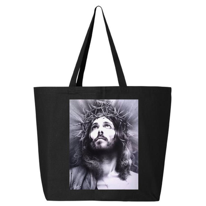 Image Face Of Jesus On A Cross With Crown Of Thorns 25L Jumbo Tote