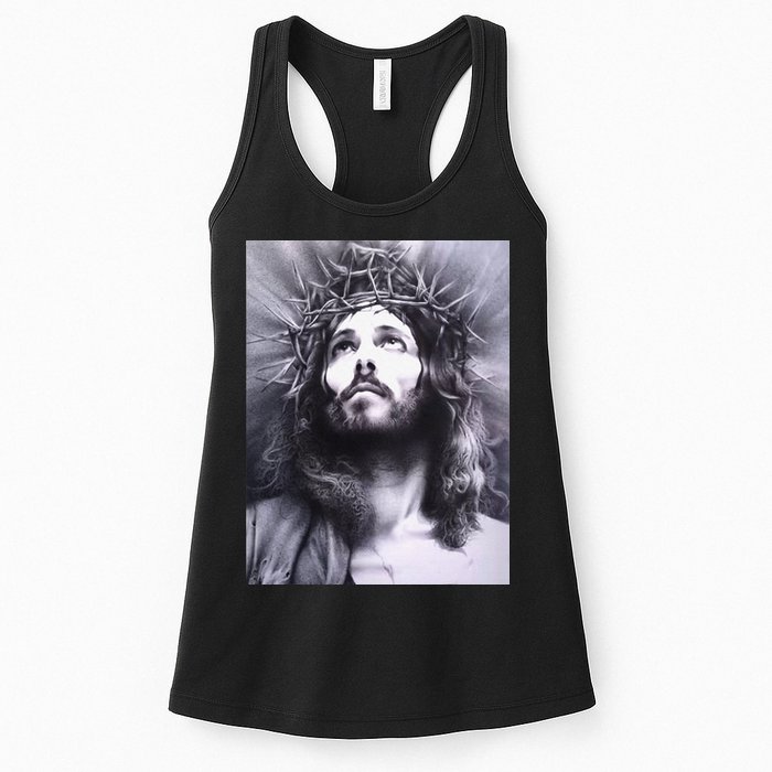 Image Face Of Jesus On A Cross With Crown Of Thorns Womens Tank Top