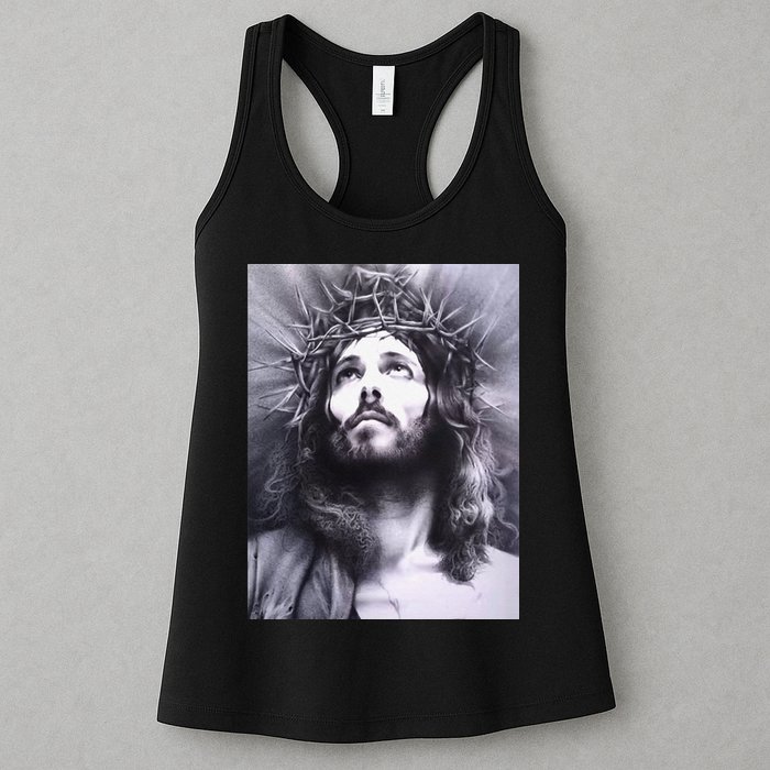 Image Face Of Jesus On A Cross With Crown Of Thorns Womens Tank Top