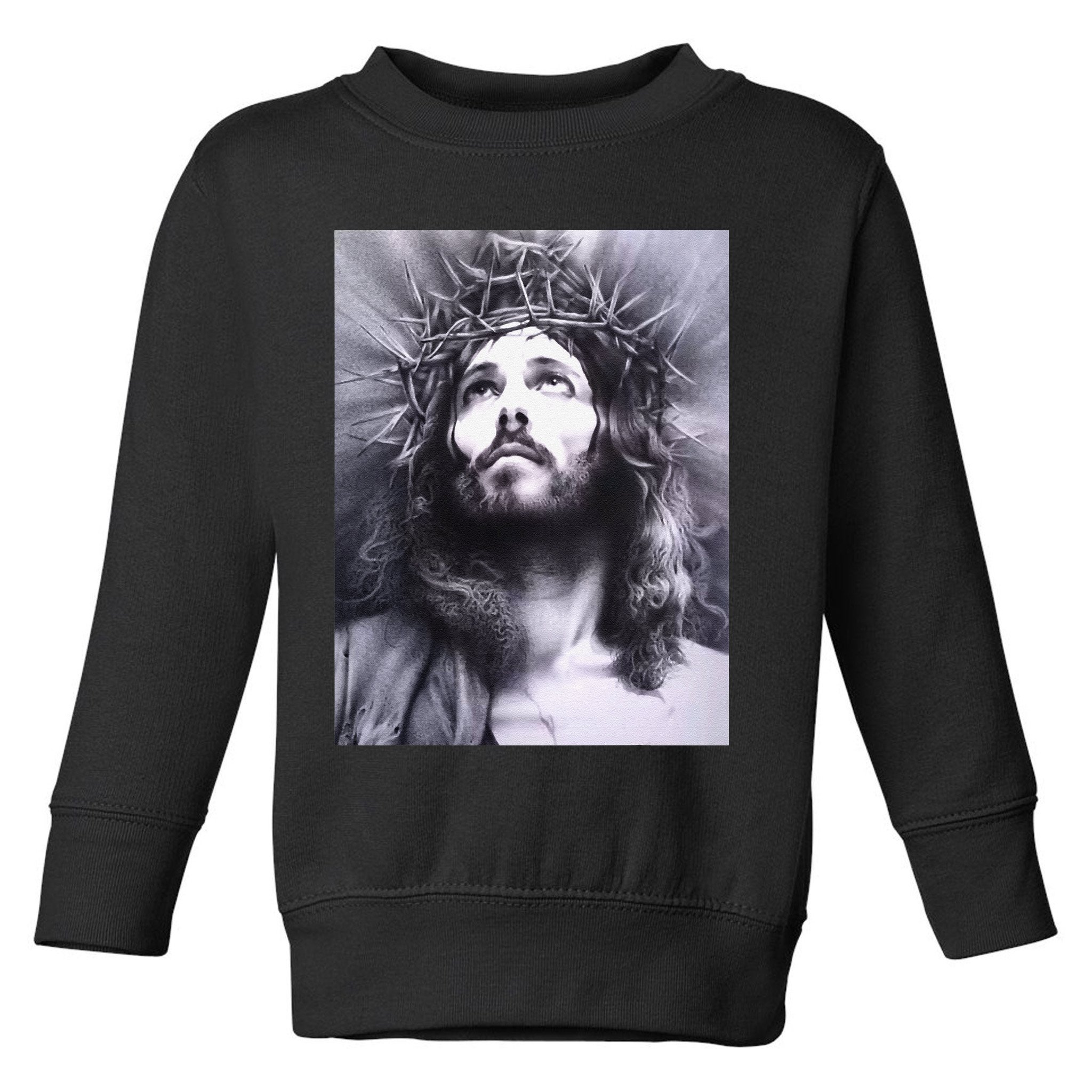 Image Face Of Jesus On A Cross With Crown Of Thorns Toddler Sweatshirt