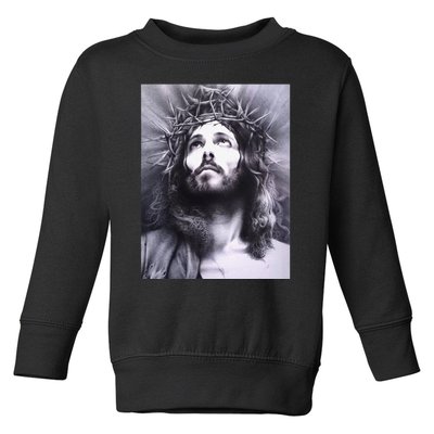 Image Face Of Jesus On A Cross With Crown Of Thorns Toddler Sweatshirt