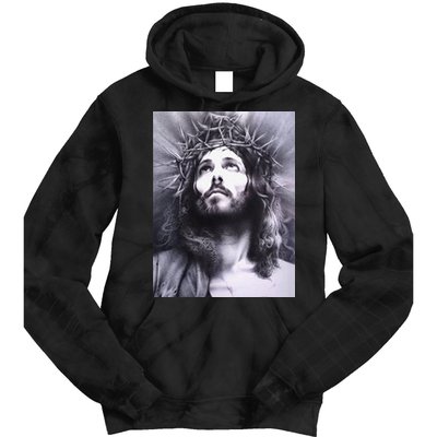 Image Face Of Jesus On A Cross With Crown Of Thorns Tie Dye Hoodie