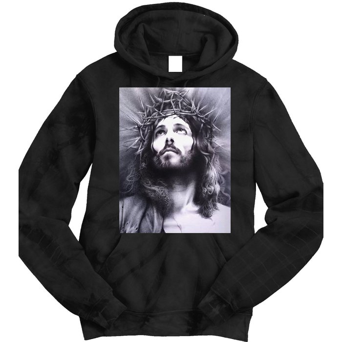 Image Face Of Jesus On A Cross With Crown Of Thorns Tie Dye Hoodie