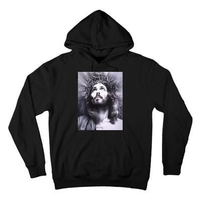 Image Face Of Jesus On A Cross With Crown Of Thorns Tall Hoodie