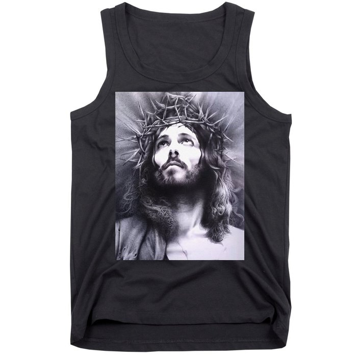 Image Face Of Jesus On A Cross With Crown Of Thorns Tank Top