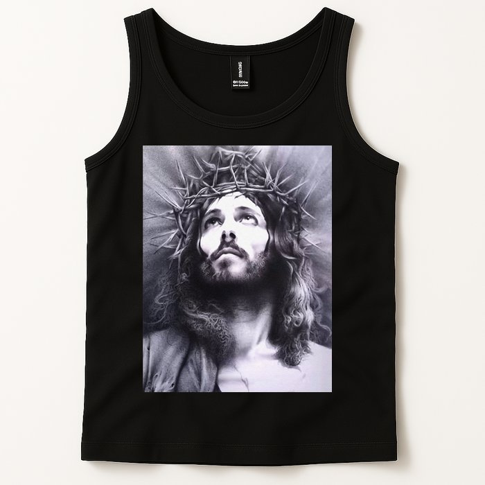 Image Face Of Jesus On A Cross With Crown Of Thorns Tank Top
