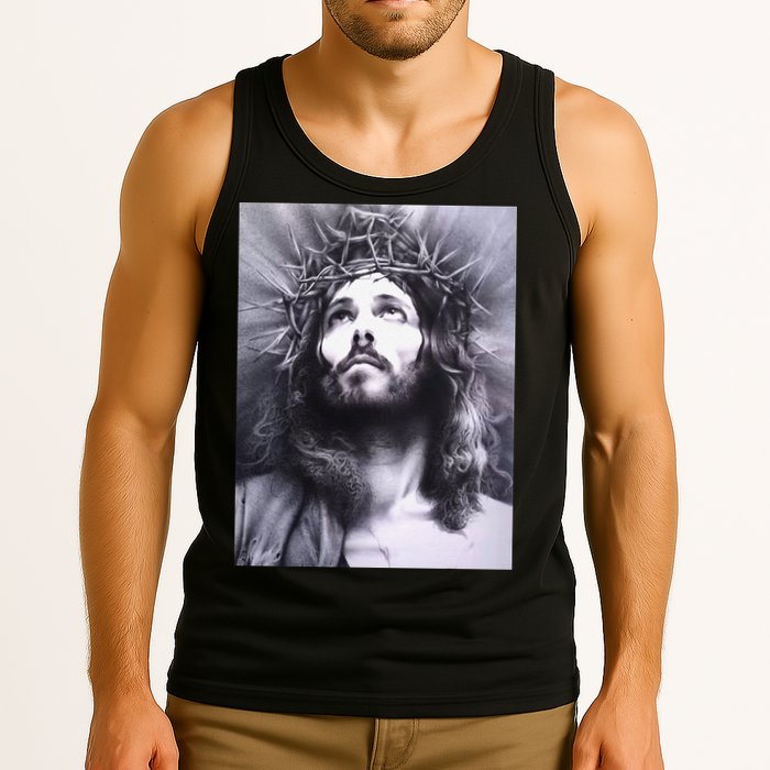 Image Face Of Jesus On A Cross With Crown Of Thorns Tank Top