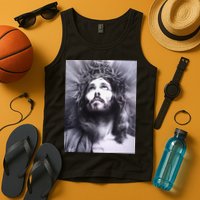 Image Face Of Jesus On A Cross With Crown Of Thorns Tank Top