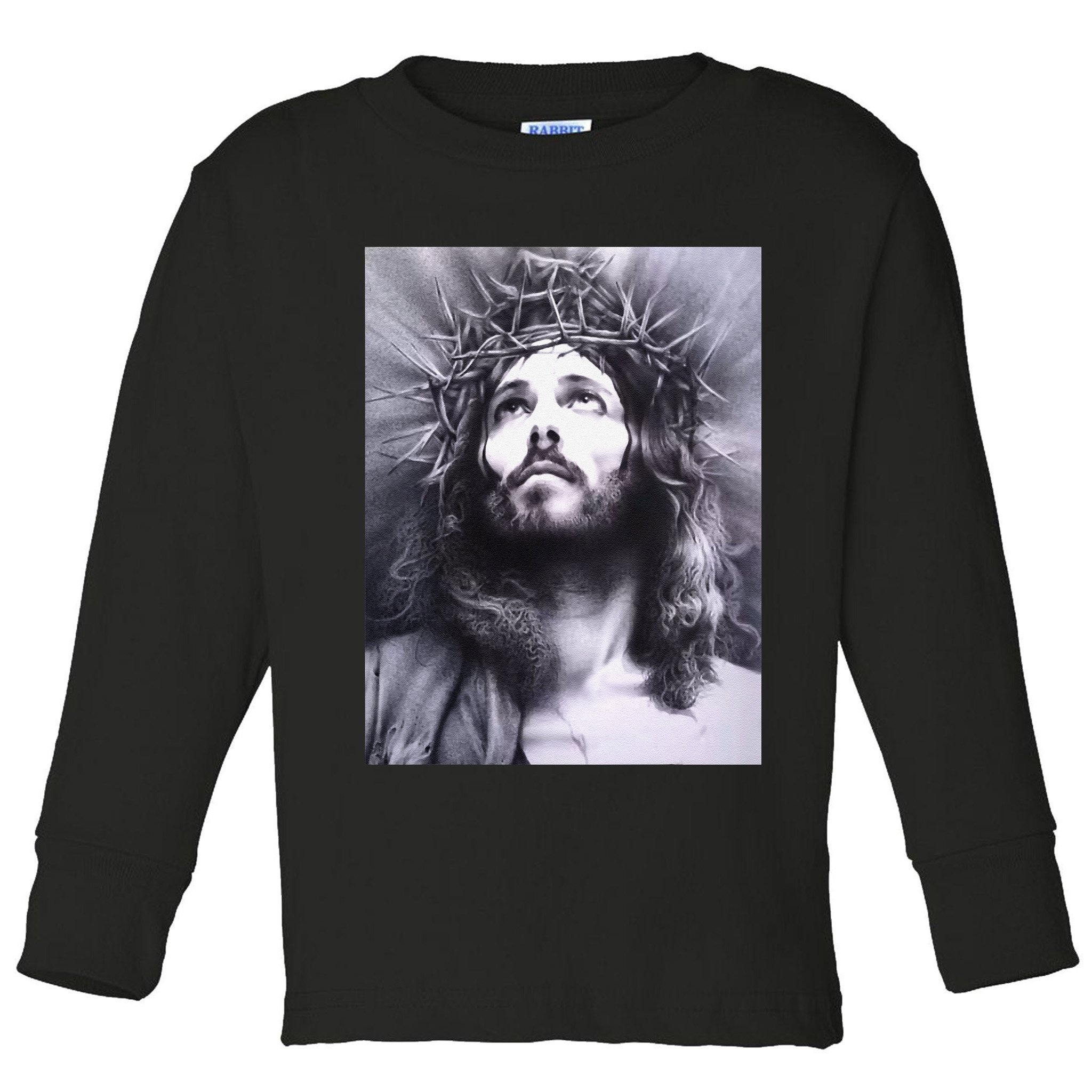 Image Face Of Jesus On A Cross With Crown Of Thorns Toddler Long Sleeve Shirt