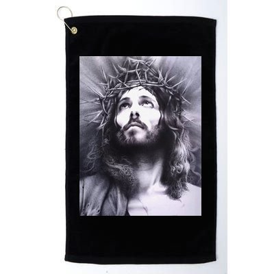 Image Face Of Jesus On A Cross With Crown Of Thorns Golf Towel