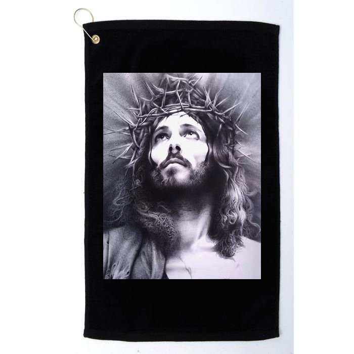 Image Face Of Jesus On A Cross With Crown Of Thorns Golf Towel